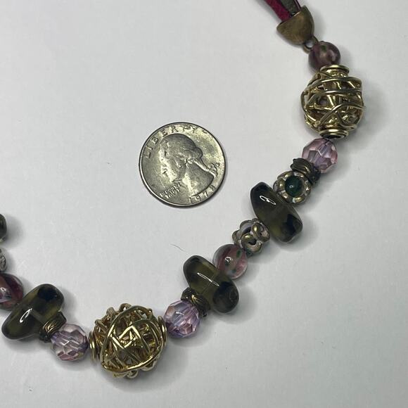 Chico's beaded necklace signed costume jewelry neutral natural romantic - Picture 6 of 13